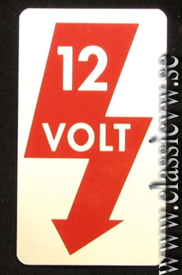 DEKAL 12 VOLT SILVER MED RÖTT TRYCK
