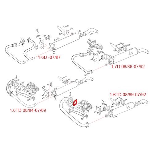 PACKNING TURBO/AVGASRÖR T25 1,6L TD (JX) PACKNING TURBO/AVGASRÖR T25 1,6L TD (JX)