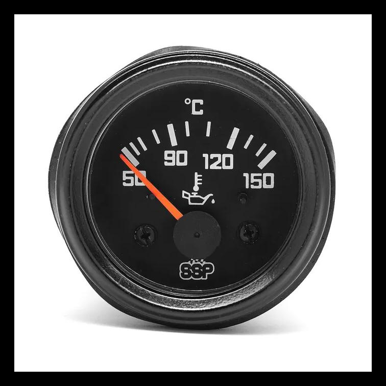 OLJETEMPMÄTARE 150 C SVART TAVLA OCH SVART RING 52 MM SSP