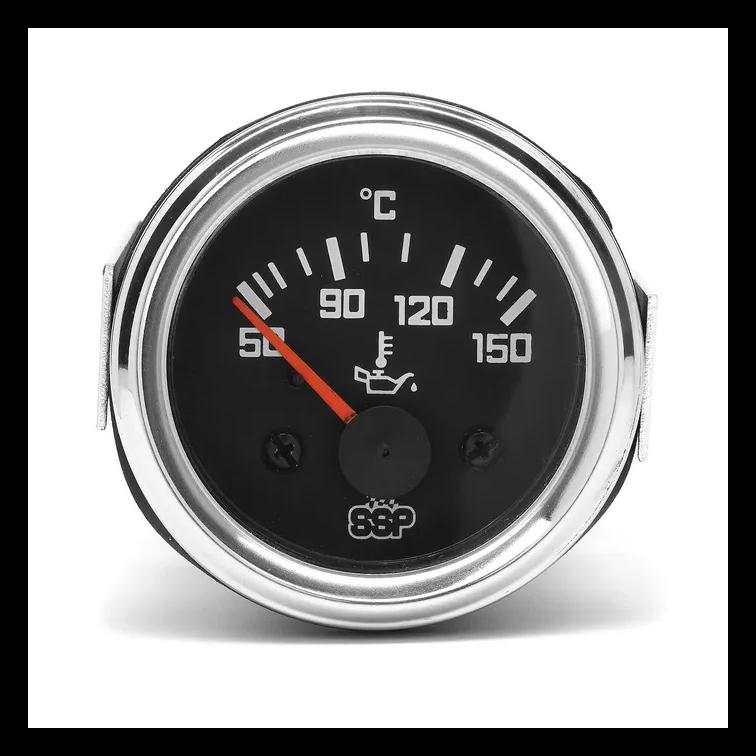 OLJETEMPMÄTARE 150 C SVART TAVLA MED KROMAD RING 52 MM SSP